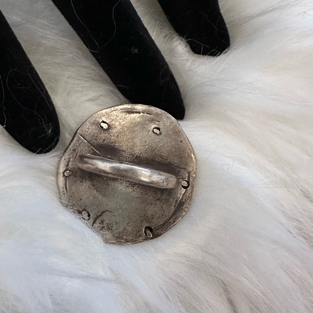 Silver Textured Statement Ring - image 3